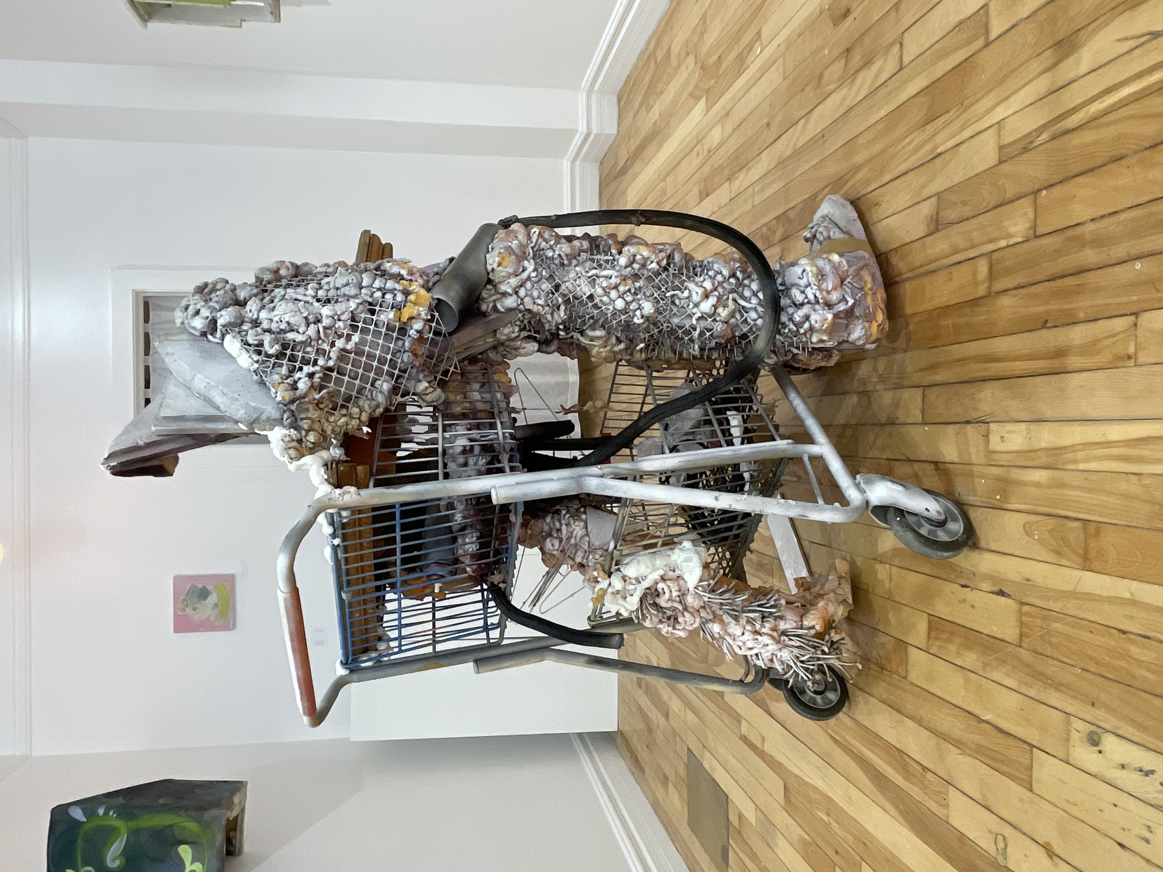Textile & charcoal hanging work